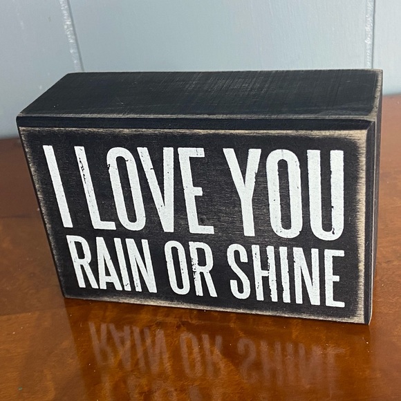 ⏳ LAST ONE! Primitives By Kathy Black & White Box Sign I Love You Rain or Shine - Picture 3 of 8